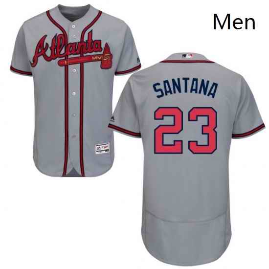 Mens Majestic Atlanta Braves 23 Danny Santana Grey Flexbase Authentic Collection MLB Jersey